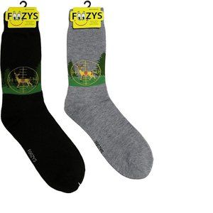 Deer Hunter Animal Red Fallow Doe Hunting Sport 2 Pairs Foozys Socks Men's